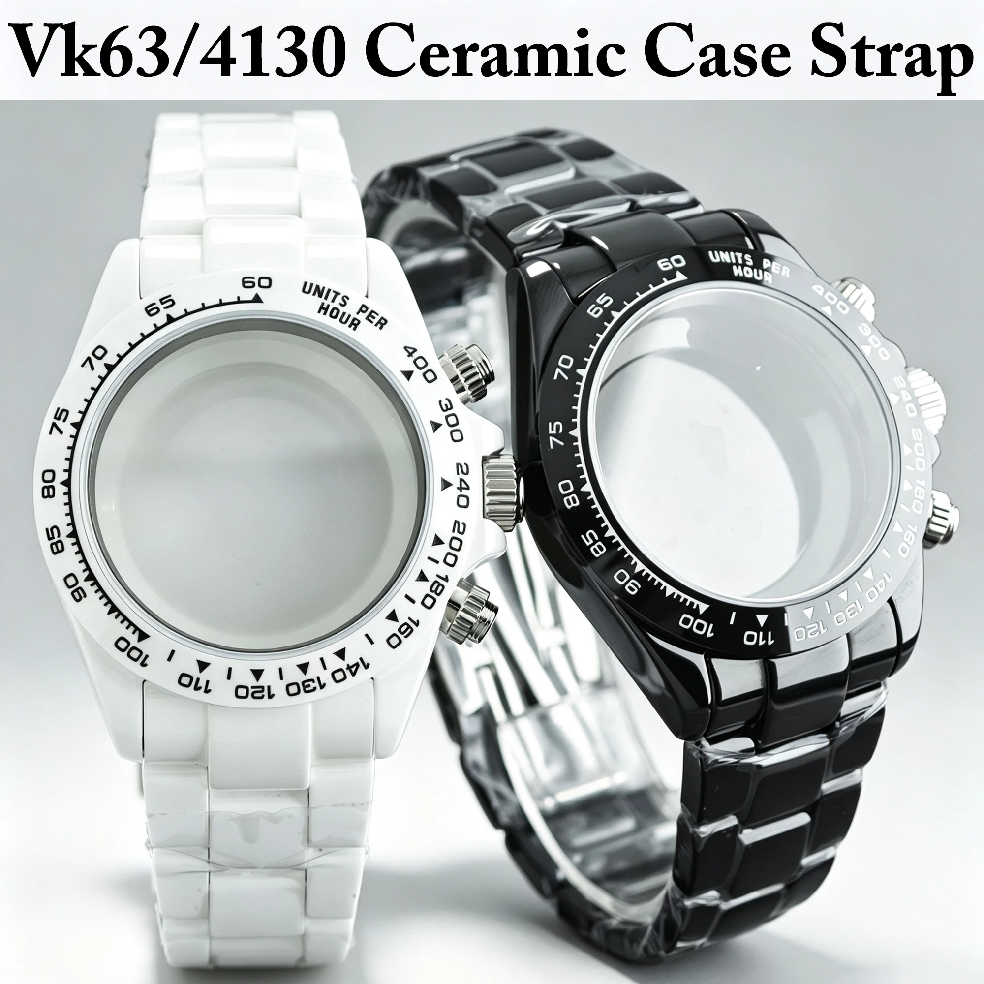 VK63/4130 Case 39mm Ceramic Material Sapphire Glass Waterproof Case Compatible with 29mm Dial High Quality Watch Accessories