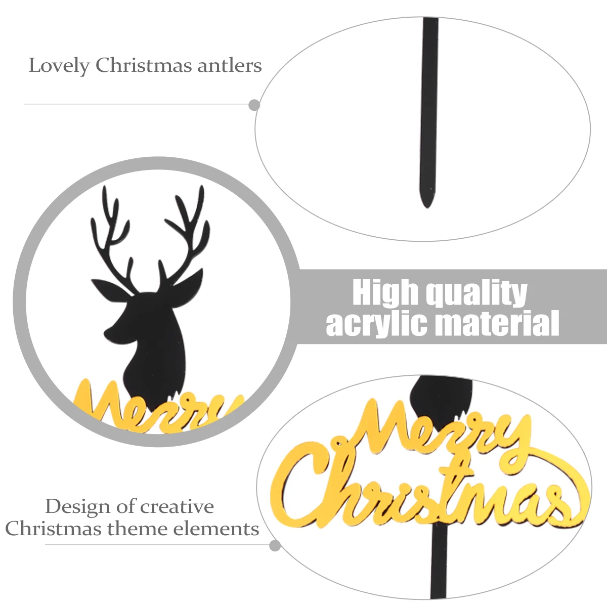 

5pcs Acrylic Christmas Cupcake Picks Cake Toppers Decorative Inserts For Dessert Baking Party Xmas Cake Decorations