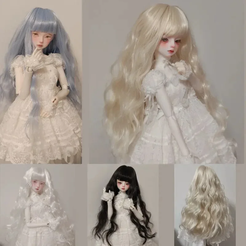

1/3 1/4 1/6 Кукольный парик для куклы Bjd 60/45/30 см, длинные вьющиеся волосы с челкой, игрушки для девочек, платье, игровой домик, аксессуары для кукол, без куклы