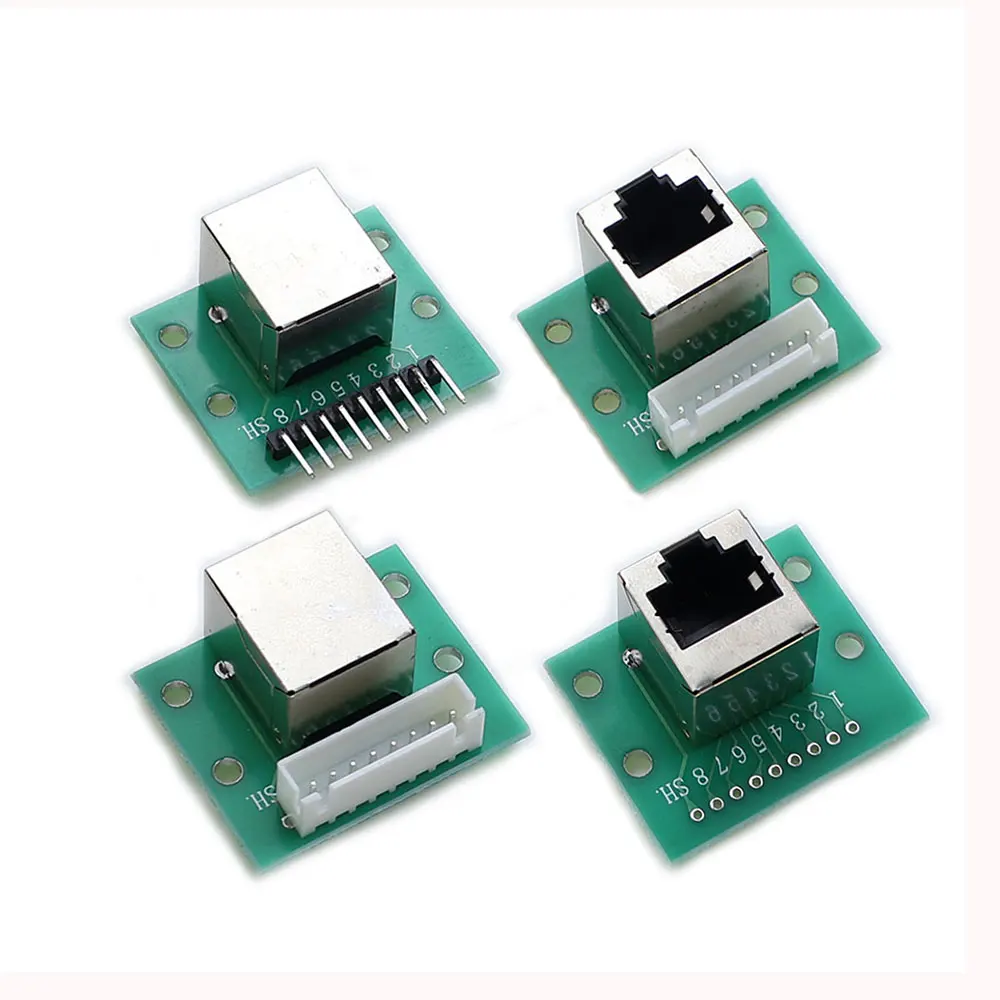 1Pc test board RJ45 8P bent pin straight pin To XH2.54 Modular Ethernet network port terminal circuit board connector adapter