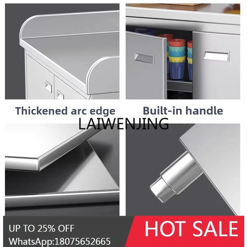 stainless steel three-edge workbench ramen console household and chopping board cabinet