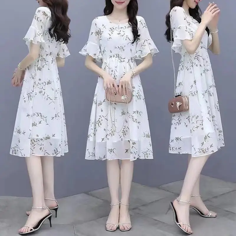 Vestido longo solto de verão elegante e lazer