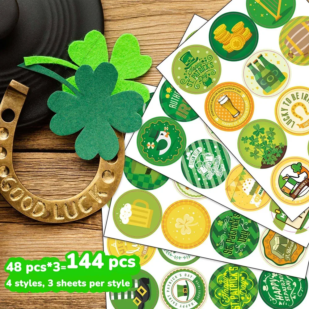 16 Sheets St. Patrick's Day Irish Day Round Stickers DIY Party Envelope Gift Decoration Sealing Sticker Stationery