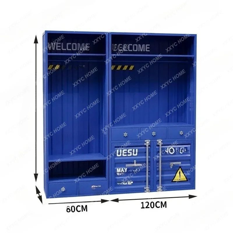 Industrial style simple wardrobe storage bedroom cloakroom clothing store wrought iron container, display cabinet