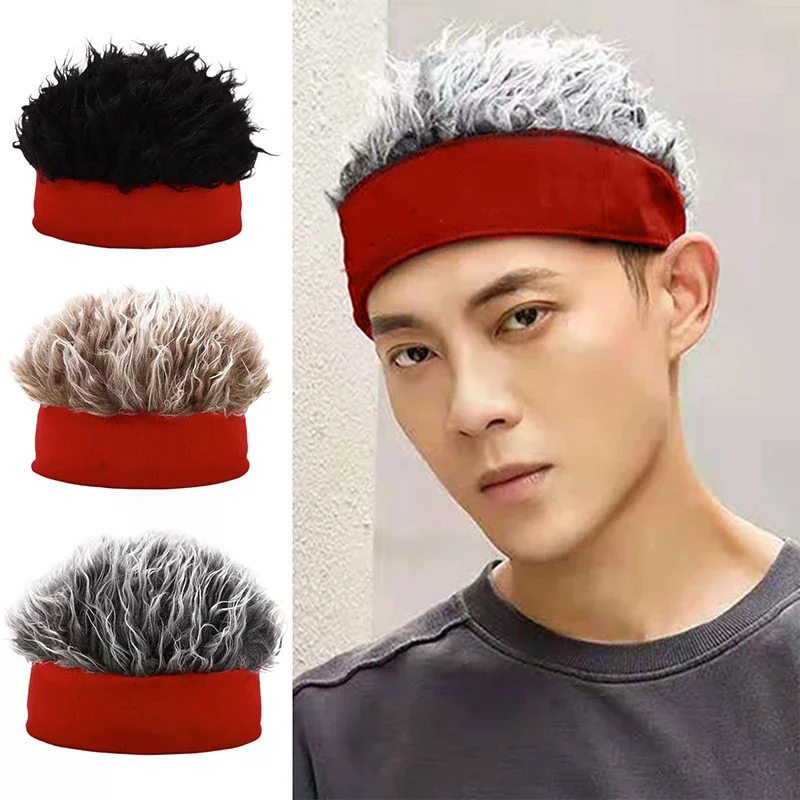 Fashion Wig Hat Funny Short Hair Caps For Women Men Novelty Street Hip Hop Beanie Hat Spiked Fake Hair Funny Retro Caps