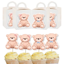 Cartoon Bear Cake Toppers Paper Cupcake Decoration Kids Bear Birthday Baby Shower Party Decorations DIY Gifts Wrapping Supply