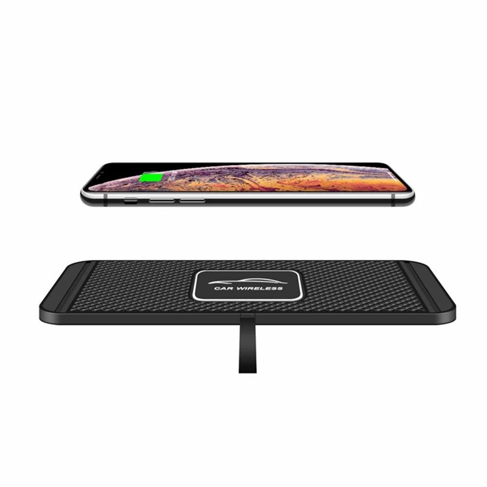 Q1 Car Mobile Phone Wireless Charger Pad Fast Charging Non-Slip Cell Phone Inductive Charging Pad for IPhone Samsung