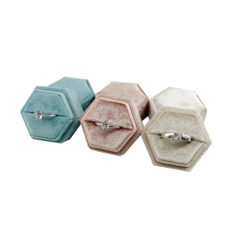 Vintage Ring Box Hexagon Shape Detachable Wedding Ring Earring Holder Case Organizer Storage Ring Display Package Gift