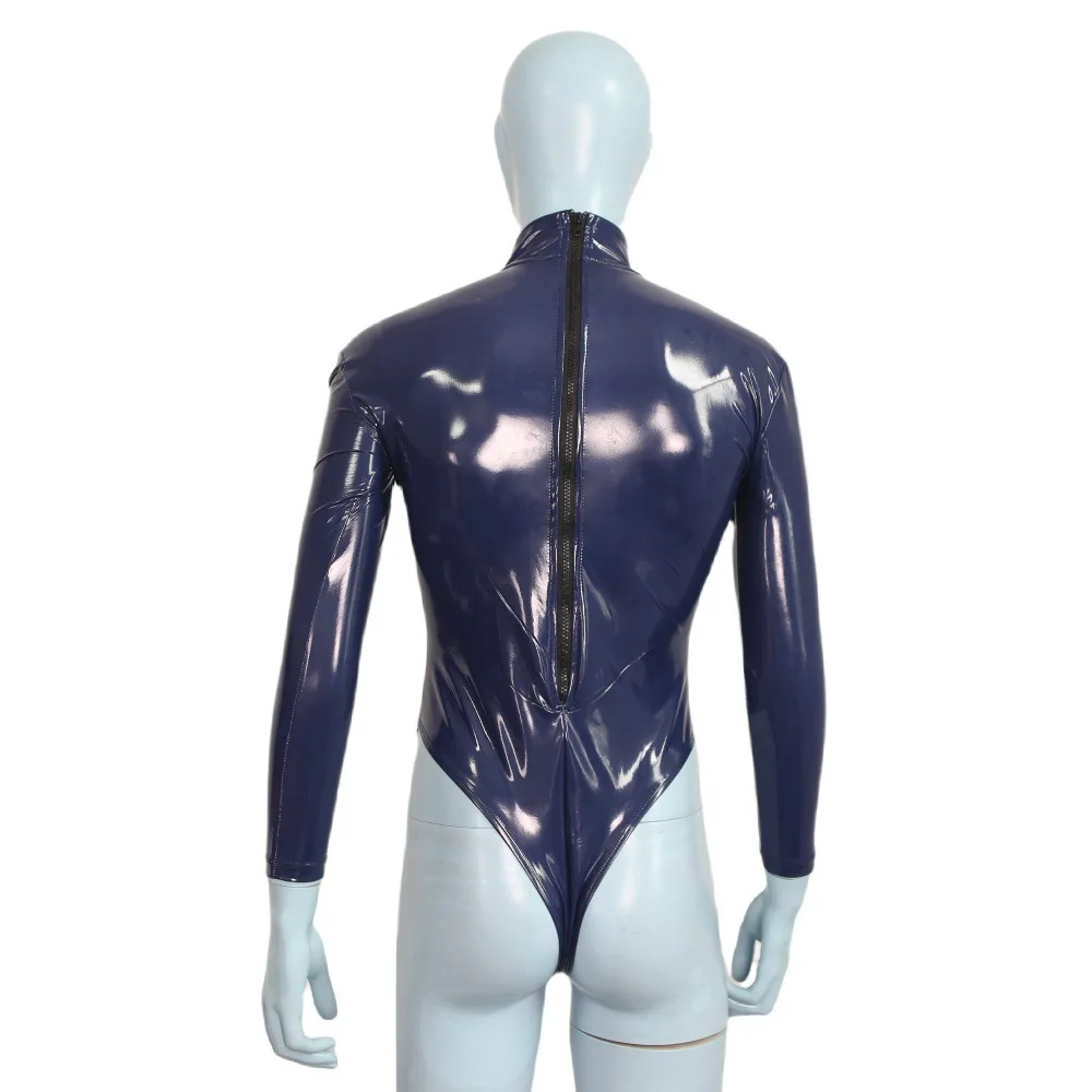 S-4XL سستة مفتوحة التمثال ارتداءها Catsuit لامعة بولي Leather الجلود محدب الحقيبة بذلة جاحظ المنشعب Carapace فتح الصدر الجوارب #2