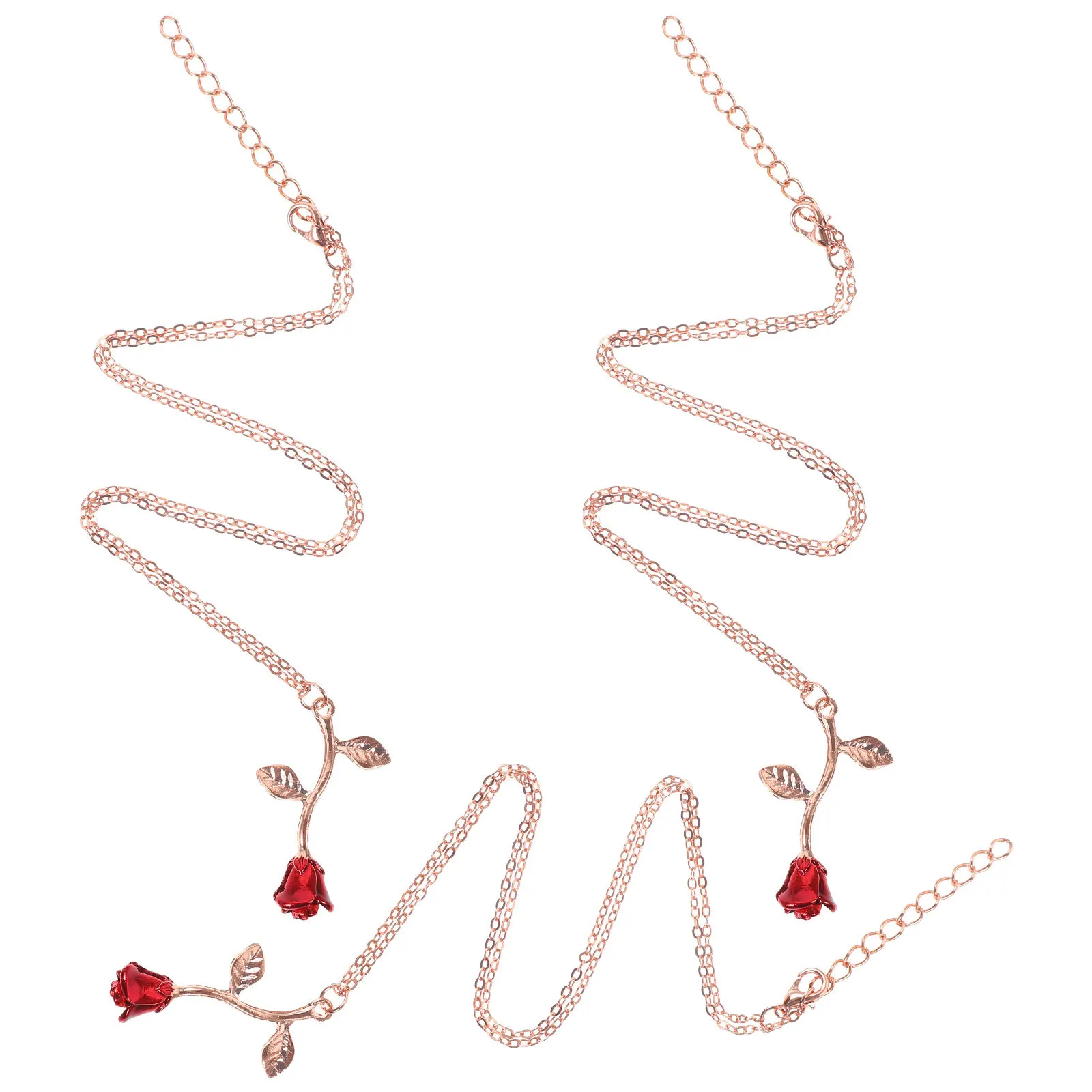 Collier pendentif fleur Rose rouge, 3 pièces, alliage de mode, bijoux pour femmes, cadeau, joli collier délicat pour