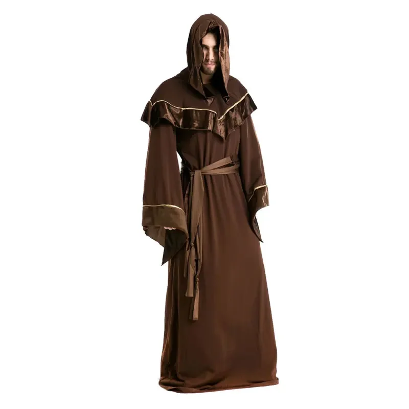 Adult Religious Godfather Mage Uniform Halloween Medieval Wizard Cosplay Costumes Men Religious Missionaries Clergyman Costum