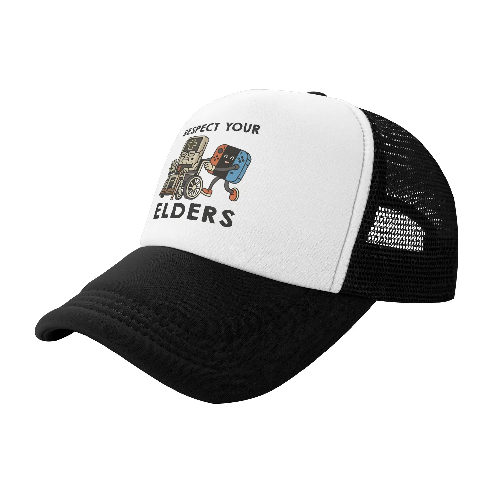 Respect Your Elders   Mesh Baseball Cap Adult Outdoor Trucker Worker Cap  Hats Adjustable Fishing Hat Summer Trucker Hat
