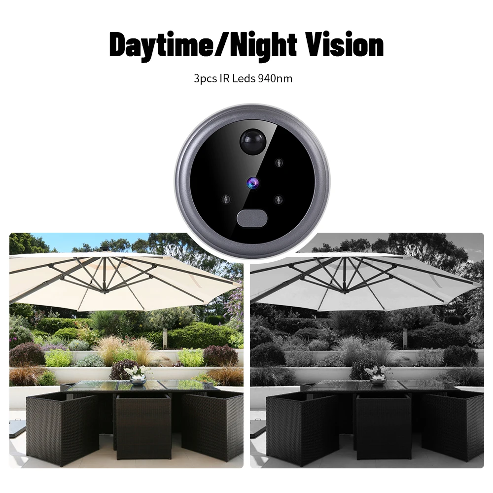 Digital Magic Eye Electronic Viewfinder Night Vision Safety Door Viewer Photo Recording Door Peephole Camera 2.8in LCD Screen