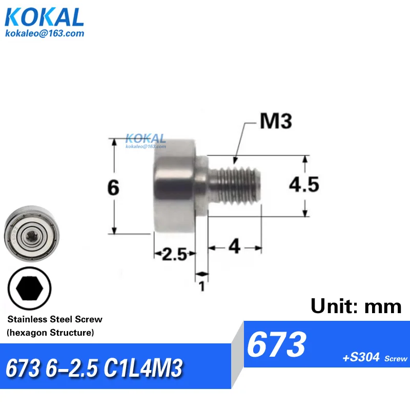 M3 high quality screw bearing M3 MINISIZE ball bearing with SUS304 stailesss steel screw nonstand screw wheel bearing pulley