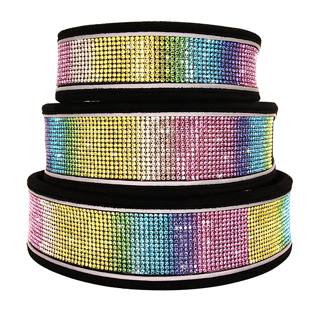 Bling Rhinestone Leather Dog Collars For Small Medium Large Dogs Adjustable Puppy Pet Collar Chihuahua Yorkie Dog Accessories