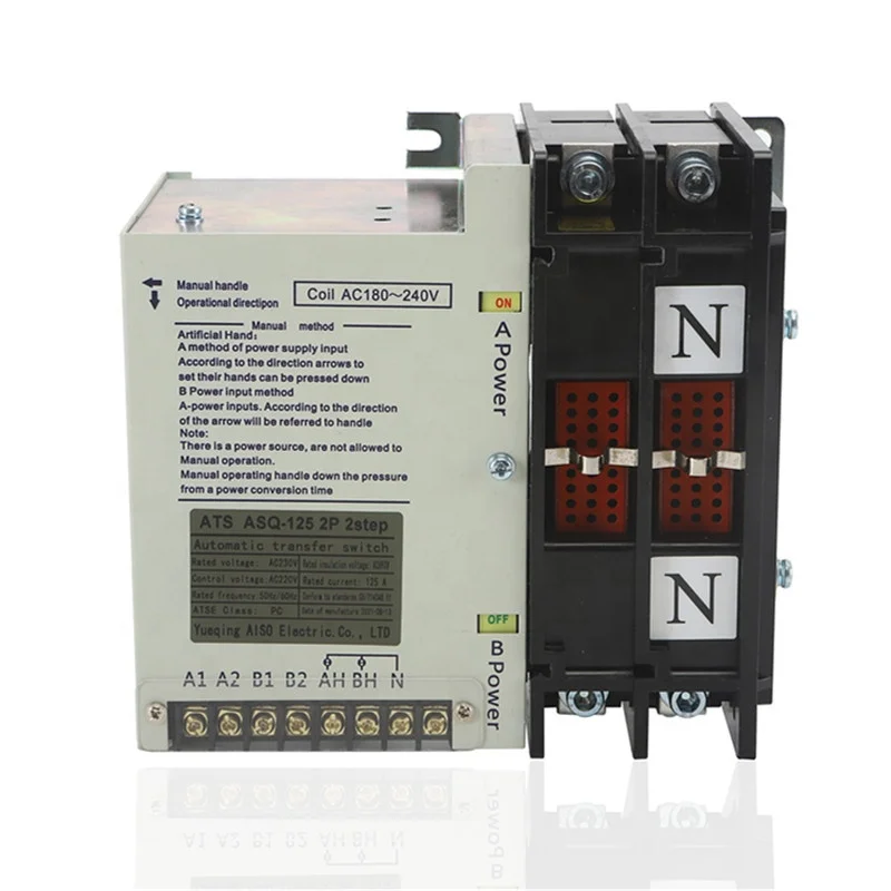 125A 3 Phase Automatic Transfer Switch 4P Dual Power Changeover Switch for Generator and Solar Power System