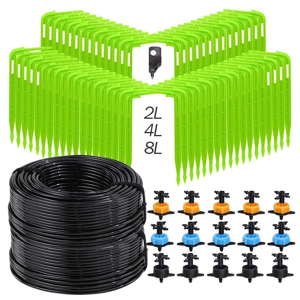 2L/4L/8L Garden Automatic Watering System Greenhouse Lawn Drip Irrigation Kit 3/5mm 4-Way Drip Arrow Transmitter Potted Plant