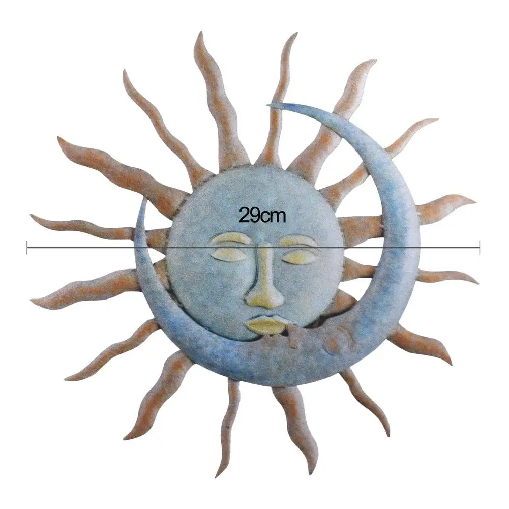 Sun And Moon Wall Hanging Ornaments Decor Celestial Face Decor Sun Wall Art Plaque Sculpture Indoor Living Room Bedroom Outdoor