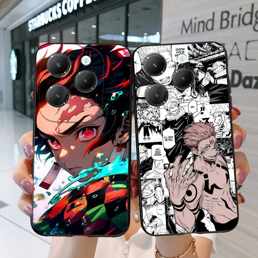 Case For infinix HOT 40 PRO 4G Silicon Phone Cover black tpu case girls anime cute