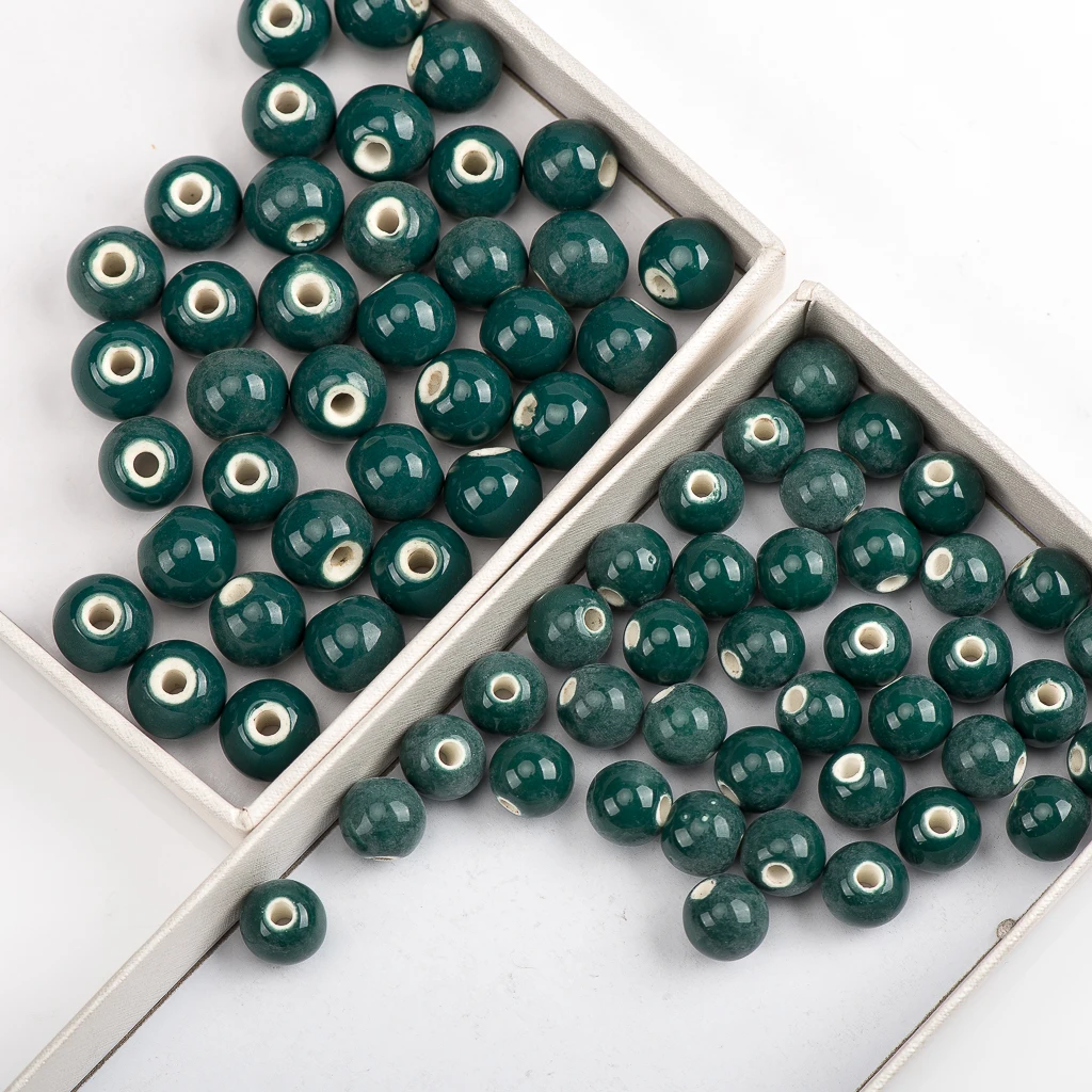 10#12# 40pcs DIY Round Pure Color Ceramic Beads Beading Handmade Porcelain Bead For Jewelry Making #A301B