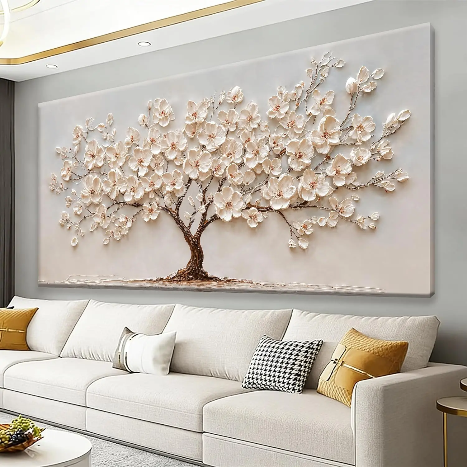 29 X 58 Inch Large Botanical Tree of Life Floral Canvas Wall Art Prints, Plant Artwork for Living Room Kitchen Office Indoor Home Wall Decor