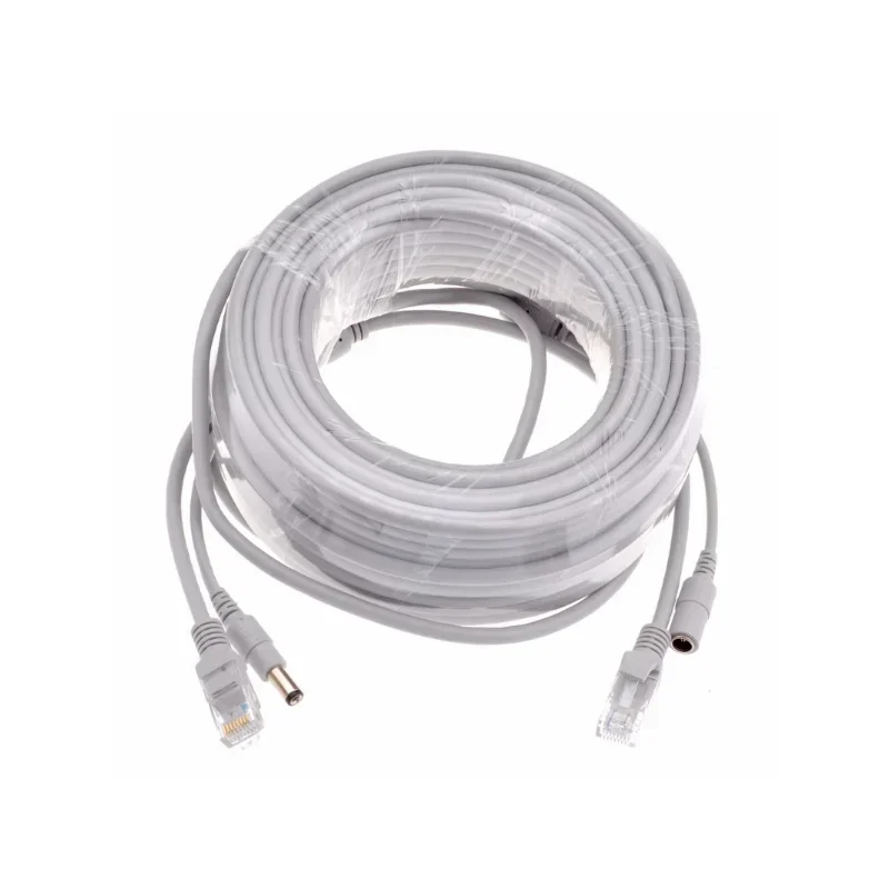 ANPWOO-Câble Ethernet CAT5/CAT-5e 5M/10M/15M/20M/30M RJ45 + câble LAN de réseau de vidéosurveillance d'alimentation CC pour les caméras IP de système de NVR