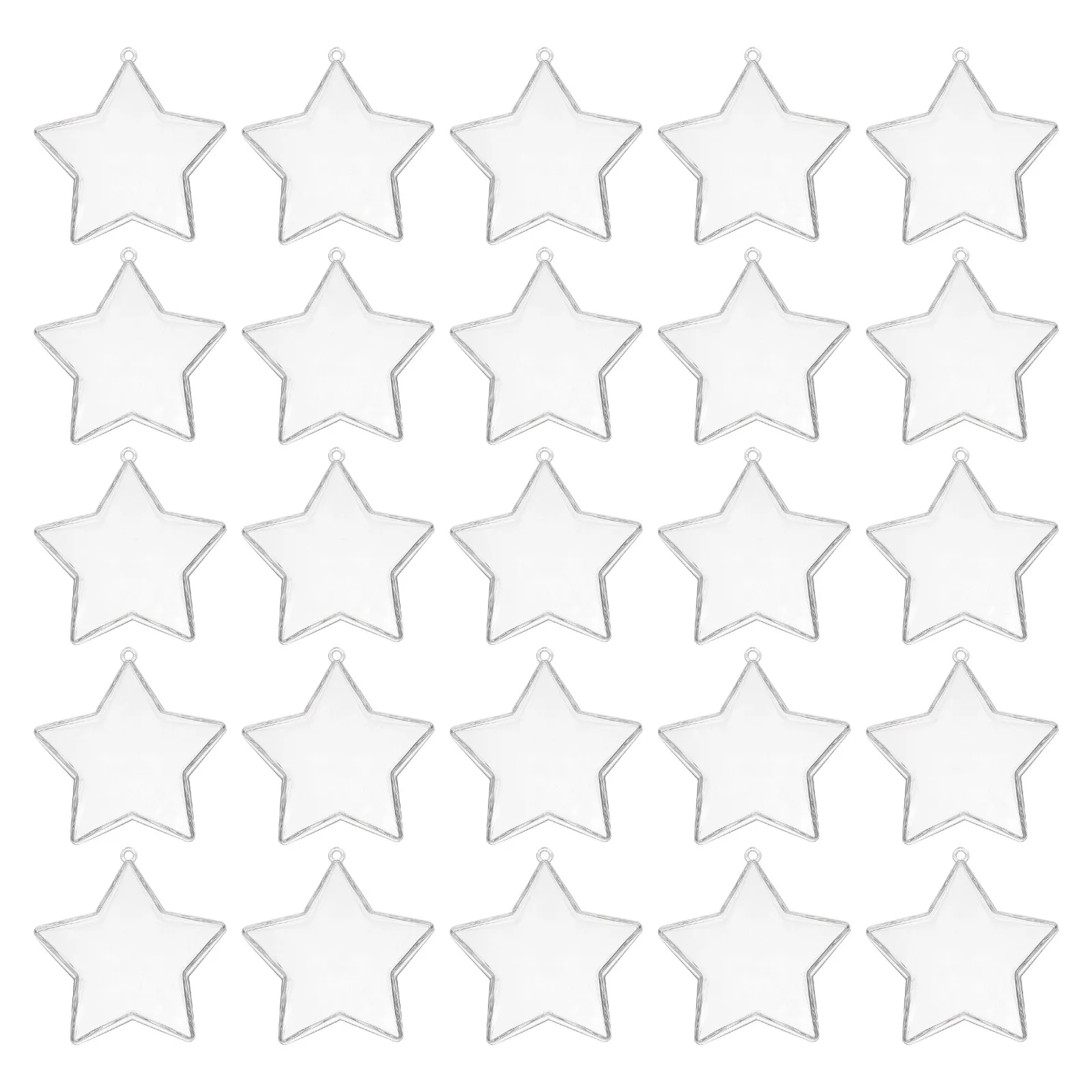 25Pcs Transparent Star Candy Box Clear Fillable Star Ornament Hanging Christmas Decoration Party Favor Office Event Shower