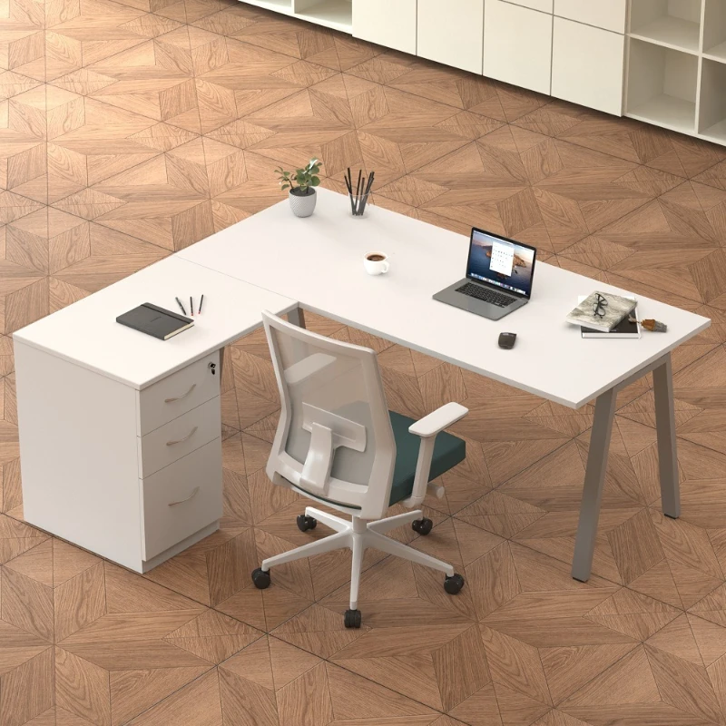 

Simple modern with drawers 1 person supervisor manager desk office single steel foot boss