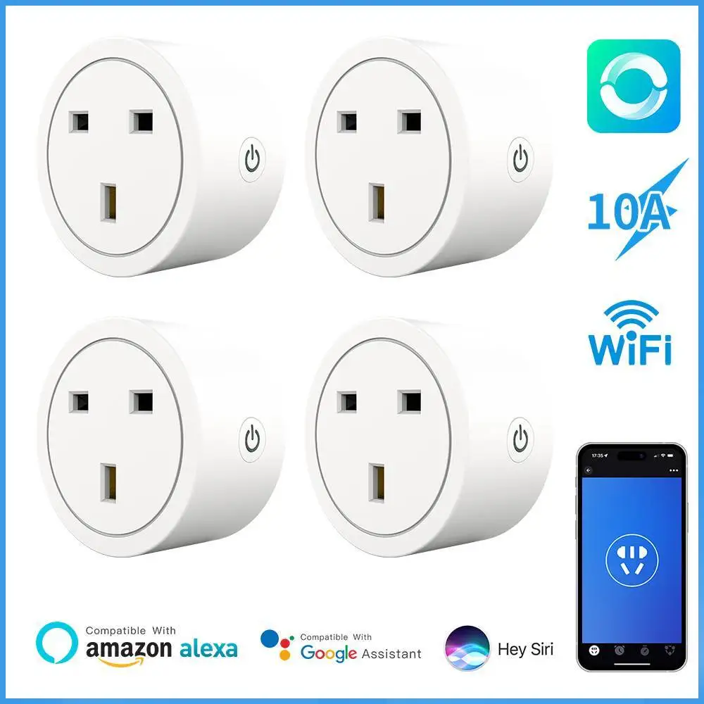 

Smart Socket Wifi Plug UK 10A With Power Monitoring Timing Function Smart Life App Outlets Works With Alexa Google