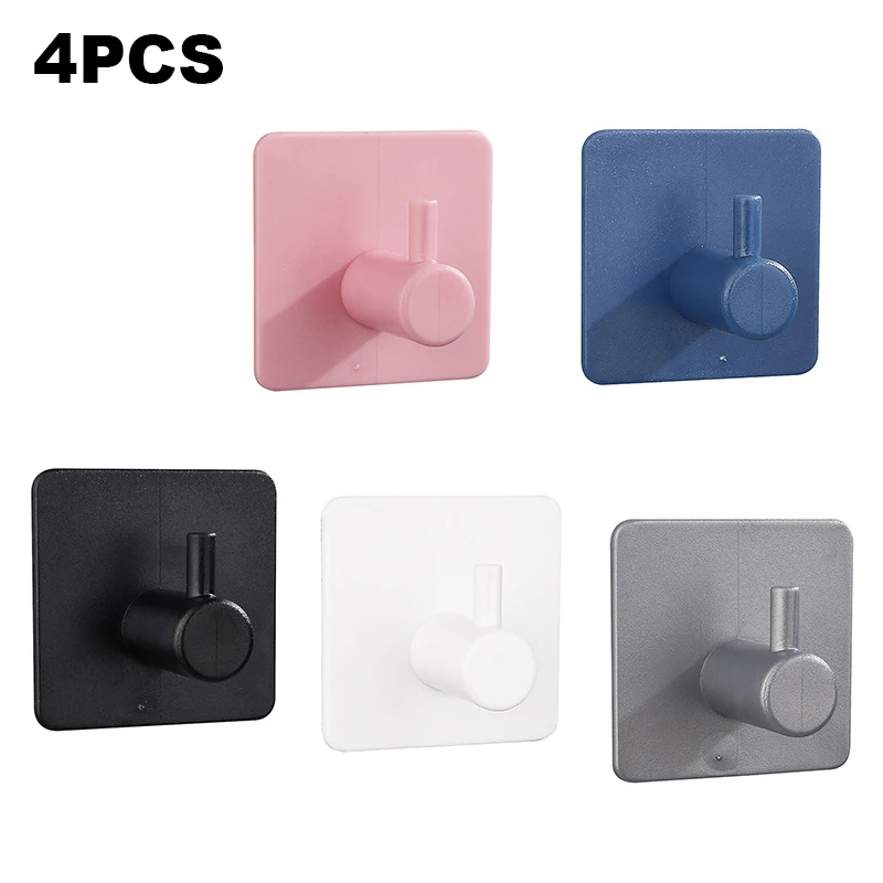 4PCS Self Adhesive Wall Hook Punch-free Bathroom Towel Hanger Coat Bag Hanging Door Hook Kitchen Household Wall Hanging Hooks