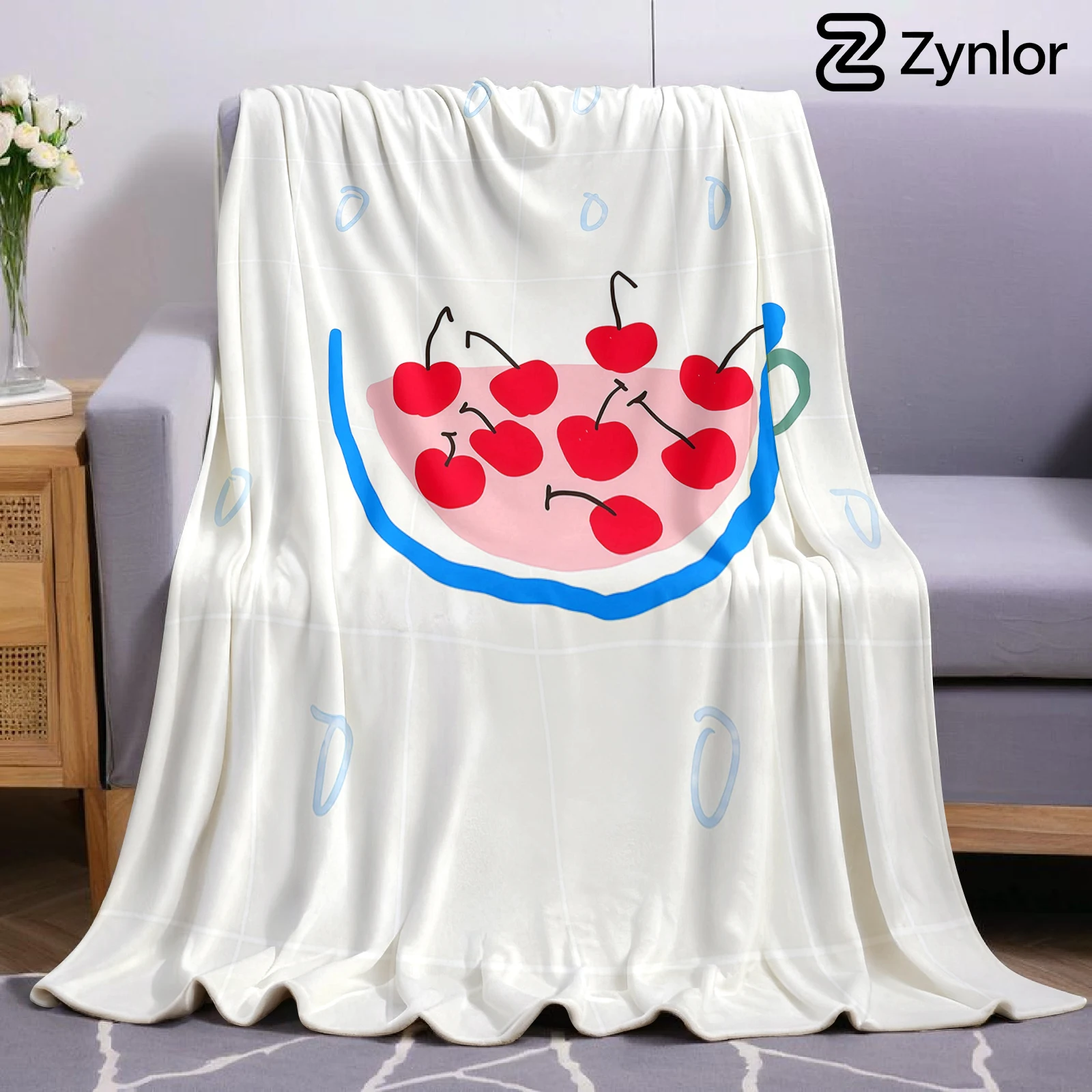 Cherry Cup Lightweight Microfiber Soft Christmas Fleece Blanket Warm Cozy Throw for Bed Sofa Office Travel All Season