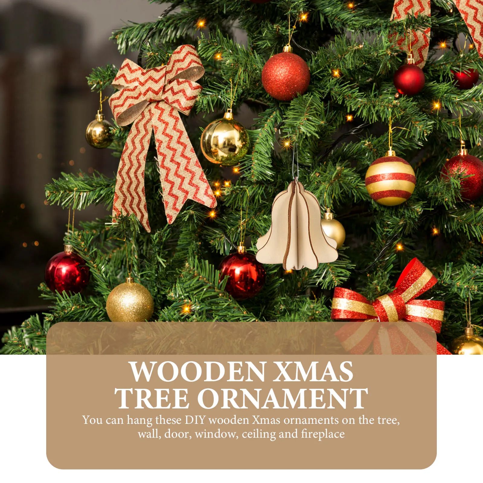 

Wooden Three-dimensional Pendant Unfinished Ornaments Holiday Craft Supplies Christmas Tree