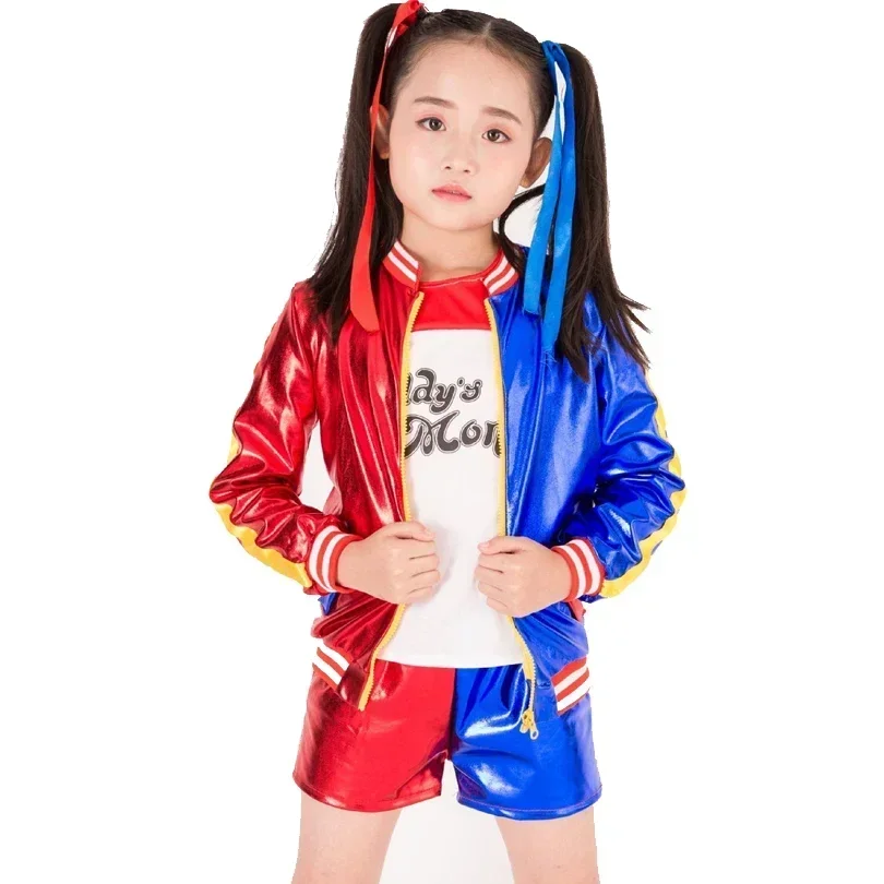 5PCS Kids Cosplay Beauty girl Costumes Girls Purim Coats Jacket Chamarras Para Mujer Suit  with Gloves Halloween suit cosplay