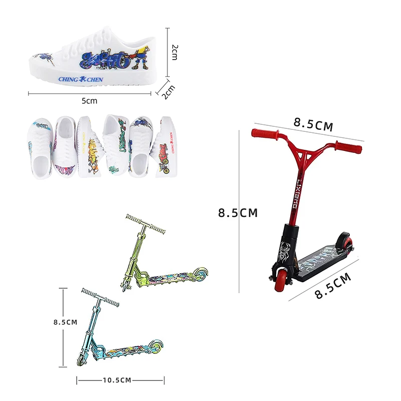 Finger Scooter Skateboard Toy avec pantalon et chaussures, Mini Skateboard, Finger Toy