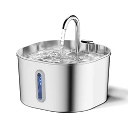 2.2L Automatic Cat And Dog Water Fountain With Faucet Stainless Steel Filter Silent Water Pump Cat Water Fountain Supplies