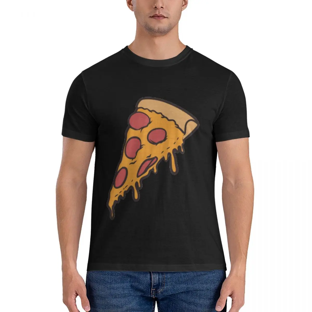 

Pepperoni Pizza New Arrival Mens T Shirts Tops Shirt Cotton Slim Fit