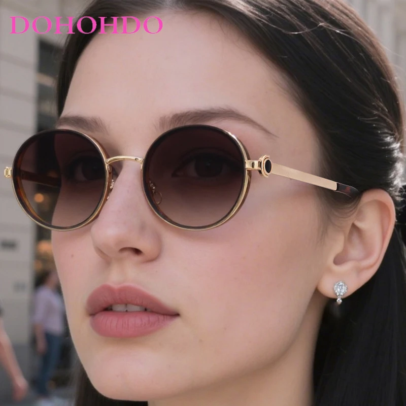 

Fashion Designer Big Round Frame Women Sunglasses New Luxury Metal Punk Men Sunglass Summer Traveling Sunglasses Ladies UV400