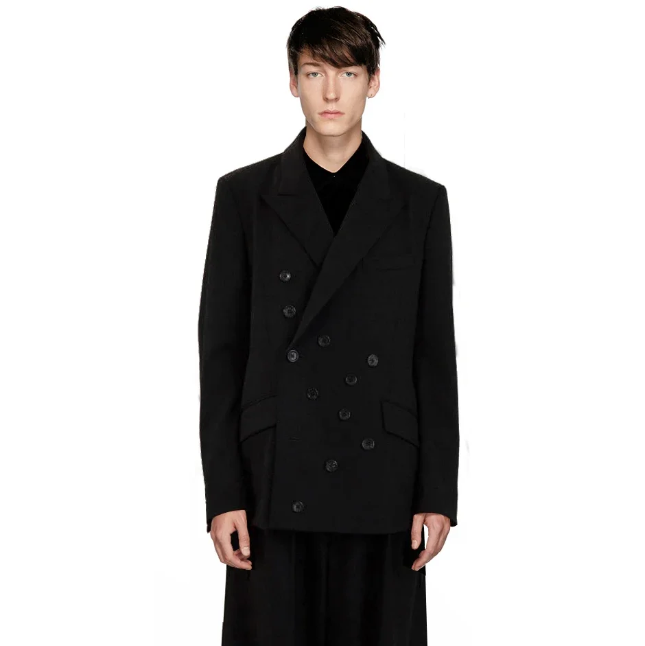 

YOJI OOAK BUTTON'S W.KT deconstructed multi-button worsted pure wool blazer Black jacket