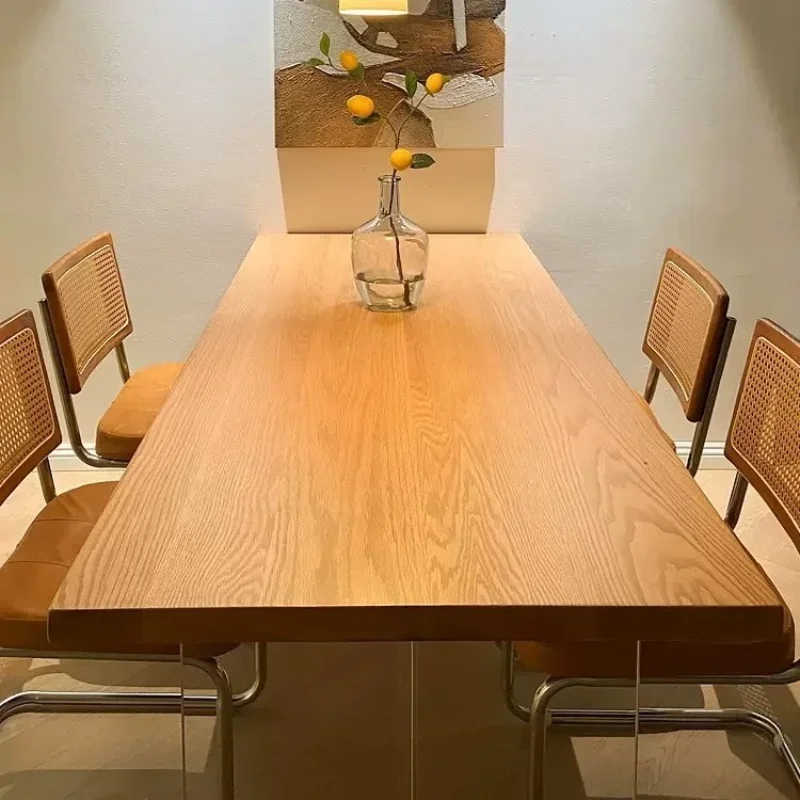 Japanese acrylic suspended solid wood dining table, antique household small apartment ash wood rectangular log wind table