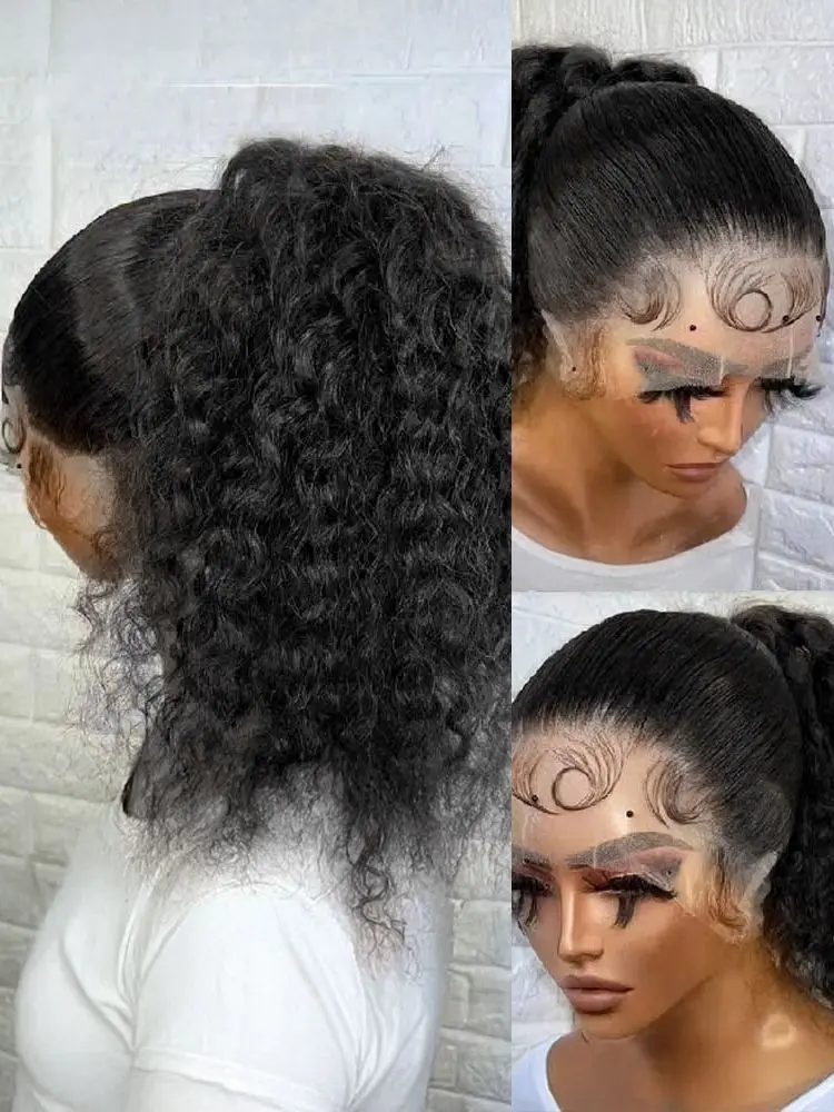 

Парик с глубокими волнами, парик из натуральных волос на кружеве спереди, 30 дюймов, бразильские вьющиеся волосы, 13x4 360 HD, кружевные фронтальные парики для женщин