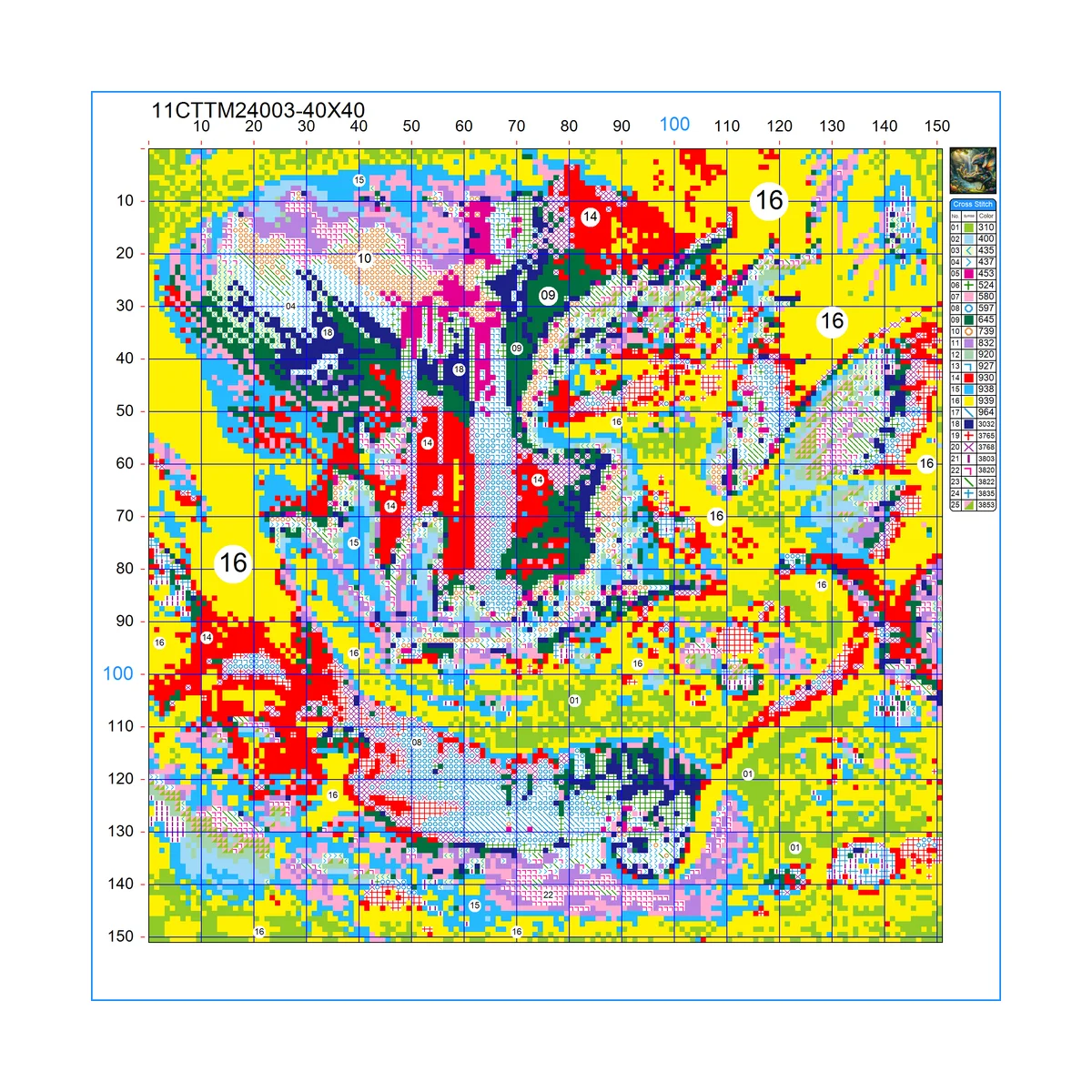 1 Stück 40x40 cm/15,74 Zoll, 11Ct/14Ct Kreuzstich-Set, DIY Valentinstagsgeschenk, Stickerei-Set für Festivals, Tiermotiv – Detail 2