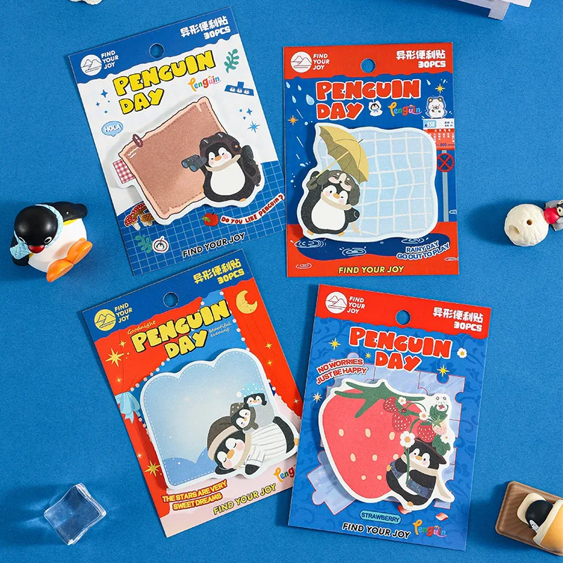Penguin One Day Series Special-shaped Notes Cartoon Cute Hand Account Mark Message Note Paper Kawaii Note Pad Sticky Notes