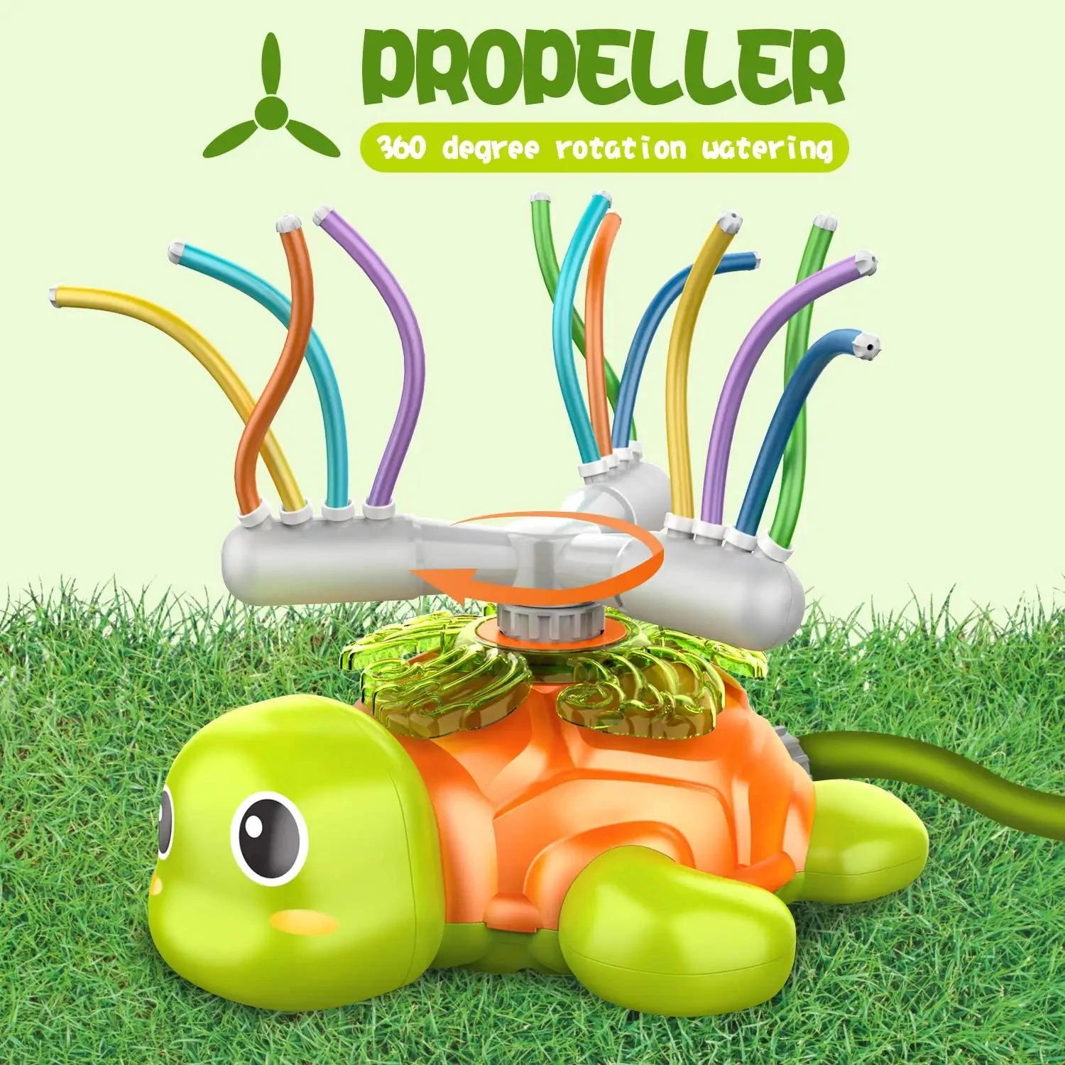 Sprinkler for Kids, Water Toys Spinning Turtle Sprinklers Outdoor Toys with 12 Wiggle Tubes, Kids Sprinkler for Yard Games