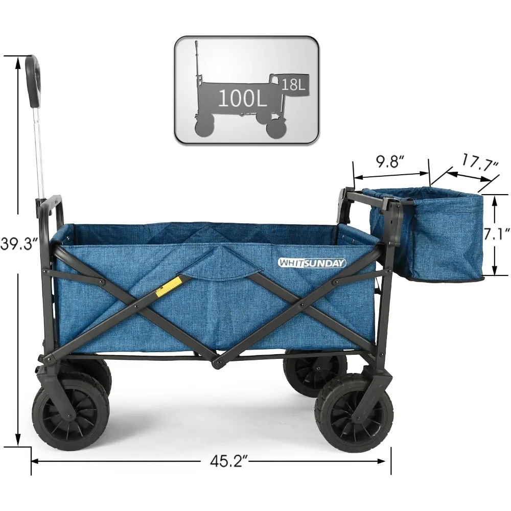 Collapsible Folding Garden Outdoor Park Utility Wagon Picnic Camping Cart with Bearing and Brake 8