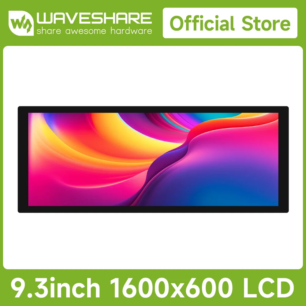 Waveshare 9.3 인치 정전식 터치 디스플레이, 1600 × 600, 광학 본딩 강화 유리 패널, HDMI IPS, 라즈베리 파이 LCD 디스플레이 