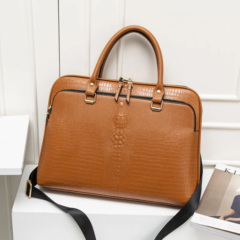Imagem -03 - Bolsa Feminina para Computador Pasta de 14 Polegadas para Macbook Air Couro Notebook Trabalho Escritório Bolsa Transversal para Dell Acer hp
