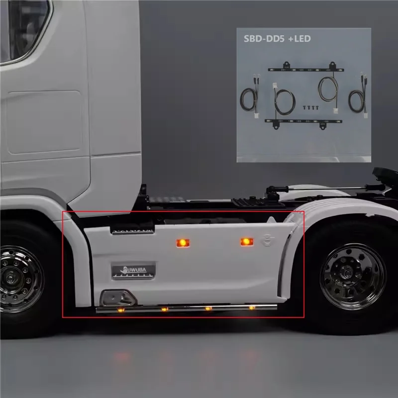 

RC Truck LED Side Skirt Lights Lamp Bar for 1:14th Scale Tamiya Tipper SCANIA 770S 6X4 56368 Model Car DIY Parts rc accessories
