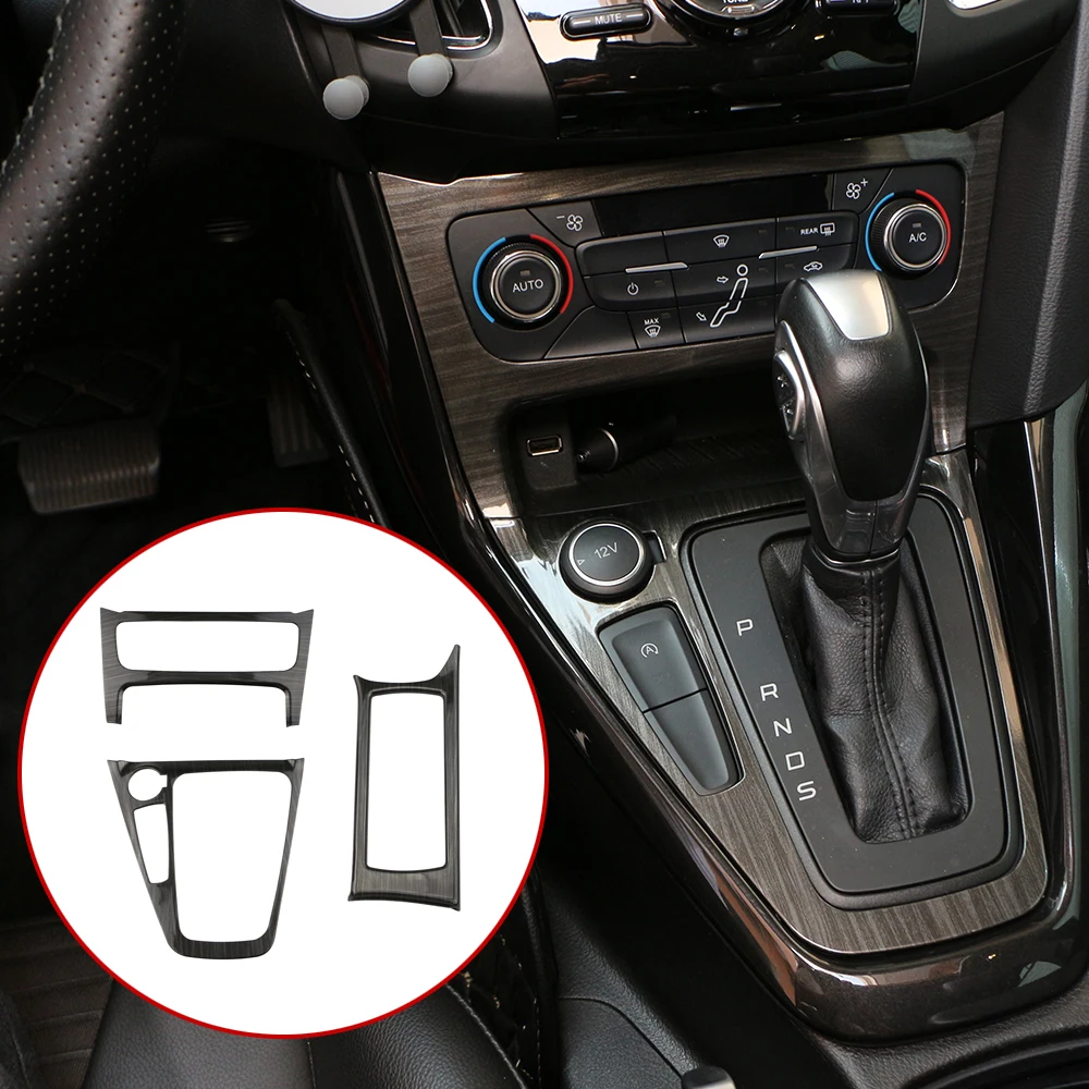 For Ford Focus 3 MK3 2015 - 2018 ST LHD Gear Shift Panel Cover AC Outlet Trim ABS Carbon Fiber Inner Stickers 3pcs/set