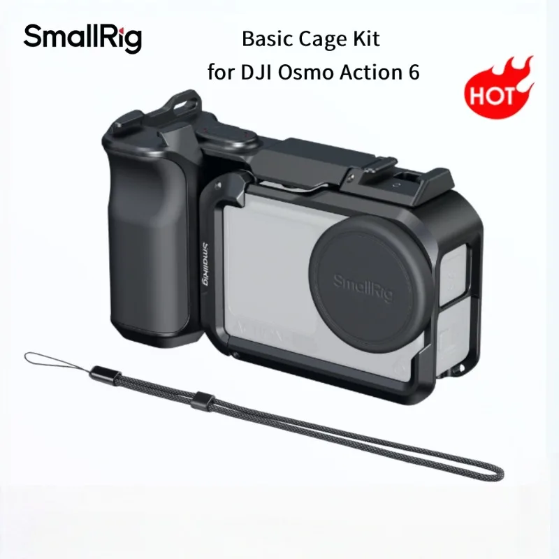 smallrig-6037-kit-gabbia-per-dji-osmo-action-6-con-impugnatura-per-fotografia-copriobiettivo-in-silicone-e-adattatore-cold-shoe-per-otturatore