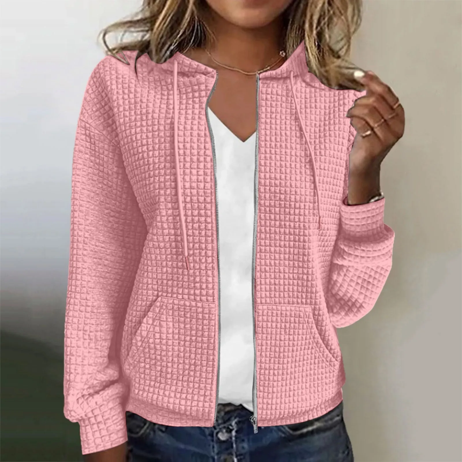 Chaqueta informal de manga larga con cremallera para mujer, cárdigan de decoración de color sólido de alta calidad, moda Popular, invierno, nuevo